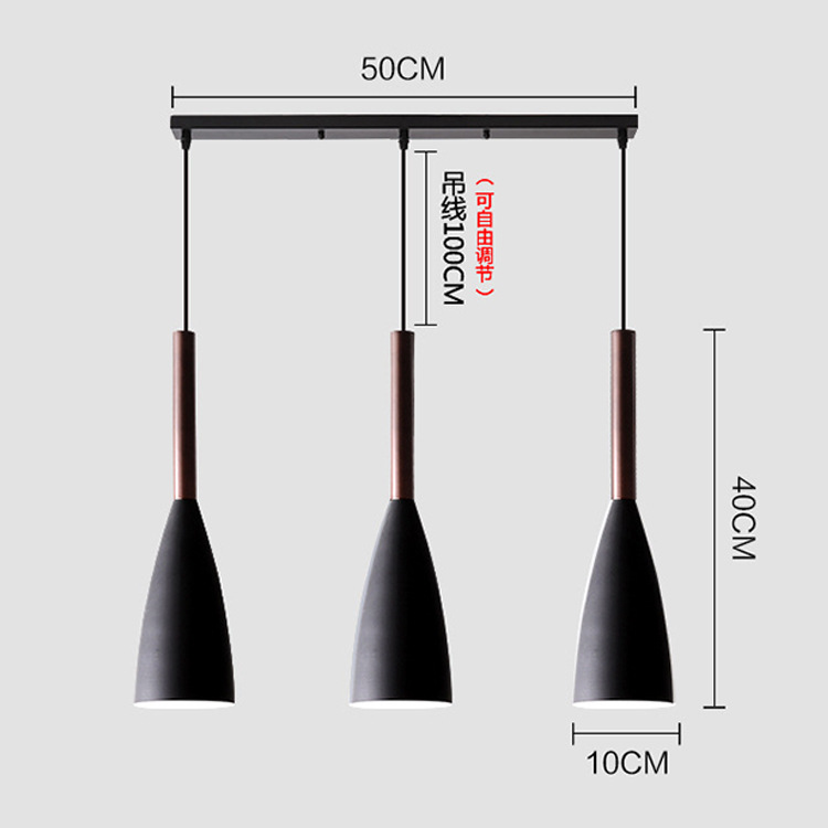Lámpara de comedor de estilo nórdico, simple y moderna, comedor gris blanco y negro de tres cabezas, sala de estar, dormitorio, barra de bar, candelabro pequeño