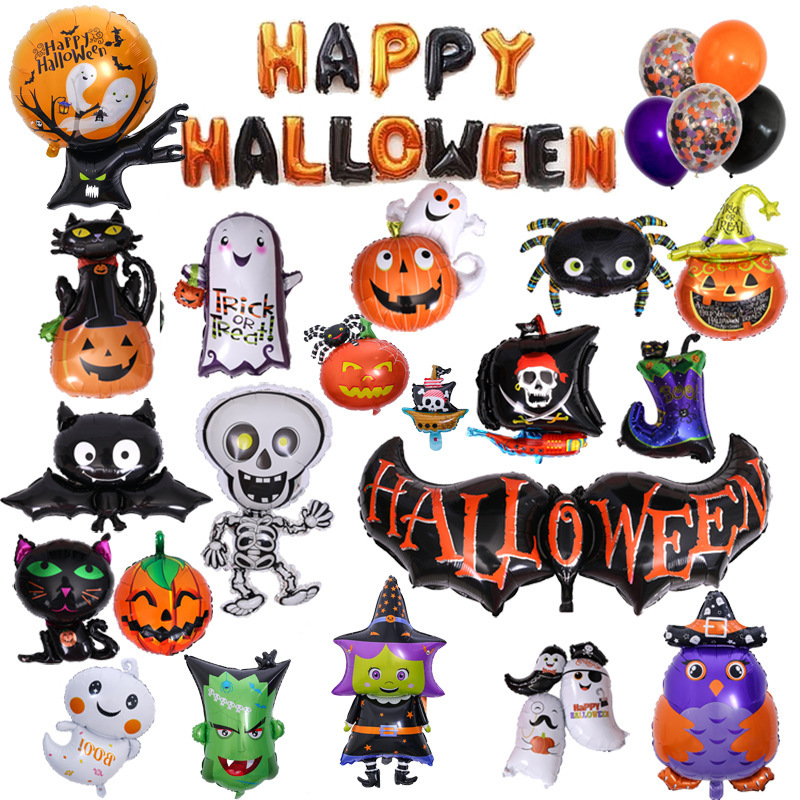 Cross -border Halloween Black Bat Pumpkin Head Spider Aluminum Film…