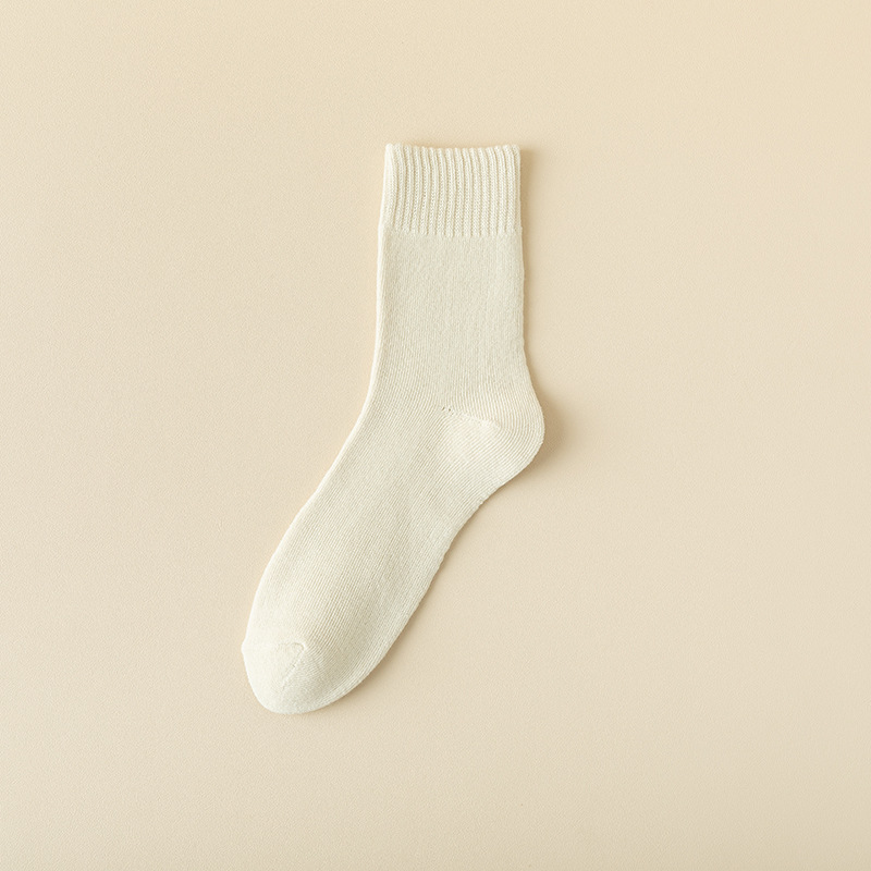 Medias de mujer medias de invierno forradas de lana gruesa calcetines de media pantorrilla calcetines de piso de mujer tubo alto Terry calcetines Otoño e Invierno