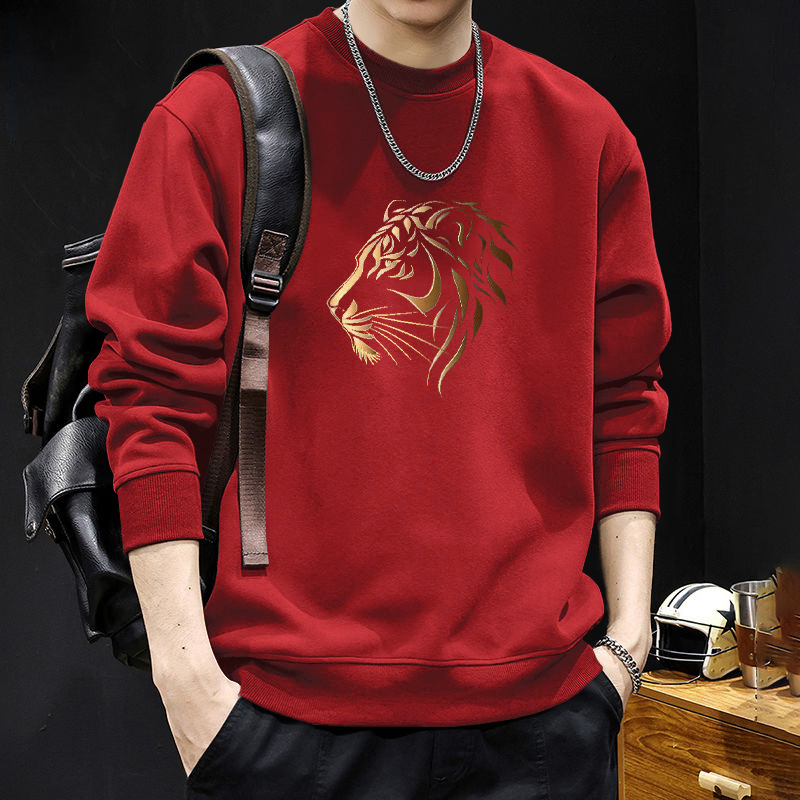 Otoño e invierno suéter hombre suelto in invierno tendencia de invierno engrosado pareja nueva impresión de camisa de cuello redondo