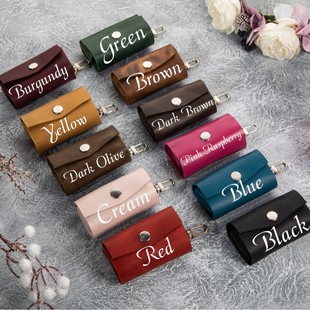 New fashion mouth red envelope key chain mini square pet pick up with pu leather garbage bag storage small bag