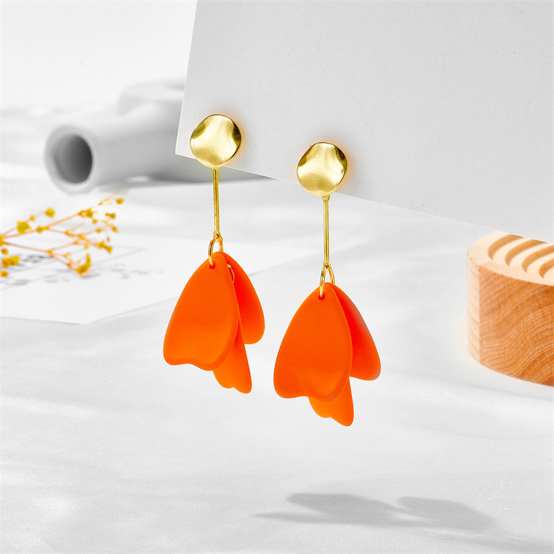 Petal Pattern Women'S Gender Plating Design 1 Pair Fashion Petal Alloy Plating Women's Drop Earrings