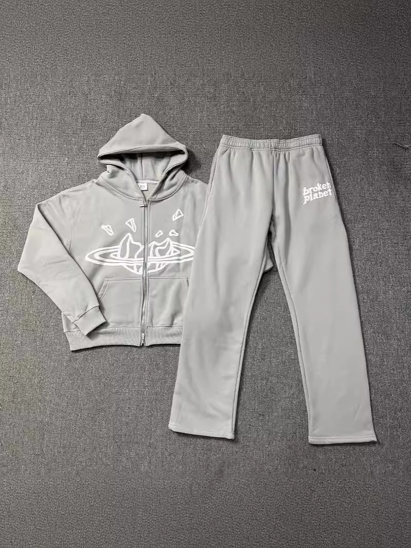 Transfronterizo roto planeta marca de moda carta de espuma impresa Sudadera con capucha de la calle suelta suéter casual traje