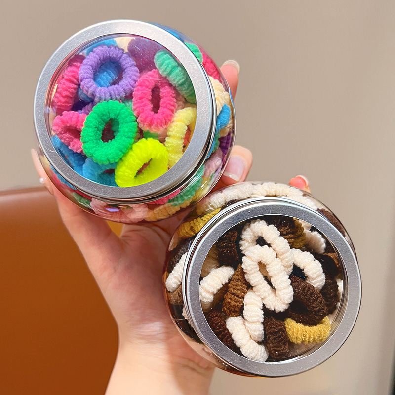Children's Candy Color Hair Rings Girls' Color Rubber Band Little Girl's Towel Rings Thick Leather Cover Does Not Hit Hair Summer Head Rope