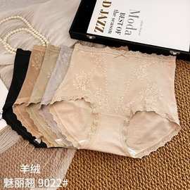 五条装秋冬新品羊绒高腰收腹内裤女高弹蕾丝包臀无痕亲肤三角裤女