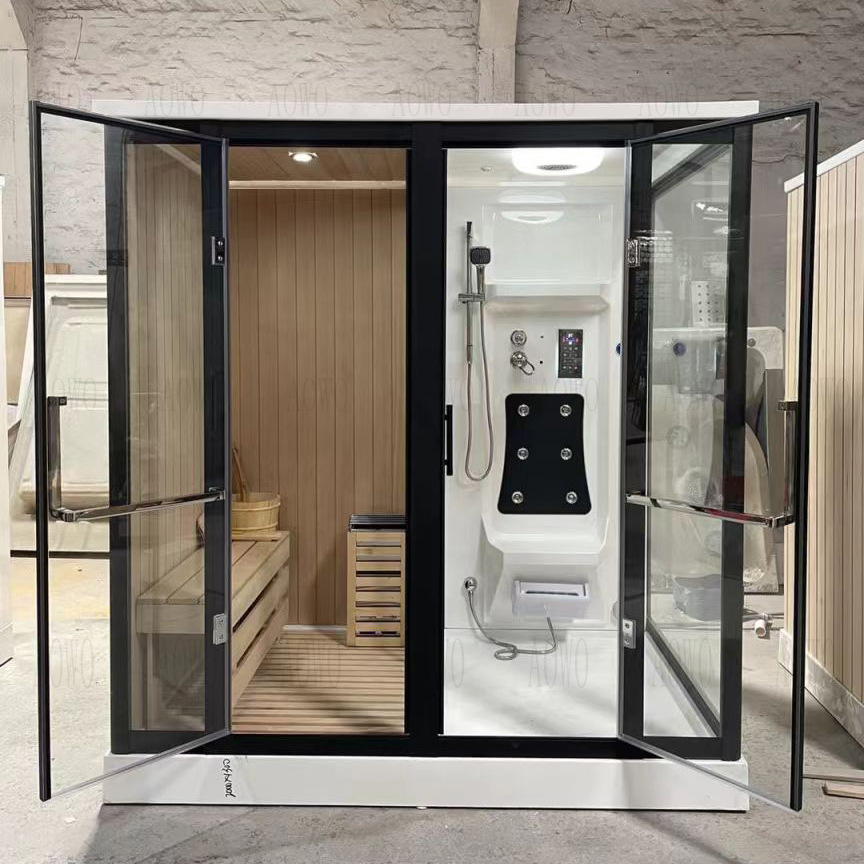 Fábrica directa baño integral ducha seca y húmeda evaporador de vapor de sauna de hupercavia separación seca y húmeda