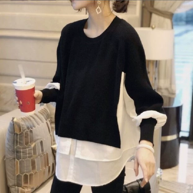 Демисезонный свитер, рубашка, модный вязаный комплект, европейский стиль, западный стиль