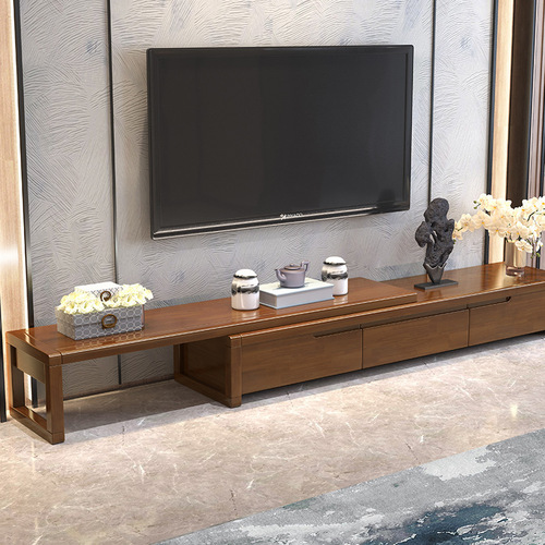 Solid wood Chinese TV cabinet retractable living room furniture modern simple economical storage floor cabinet combination large and small apartments