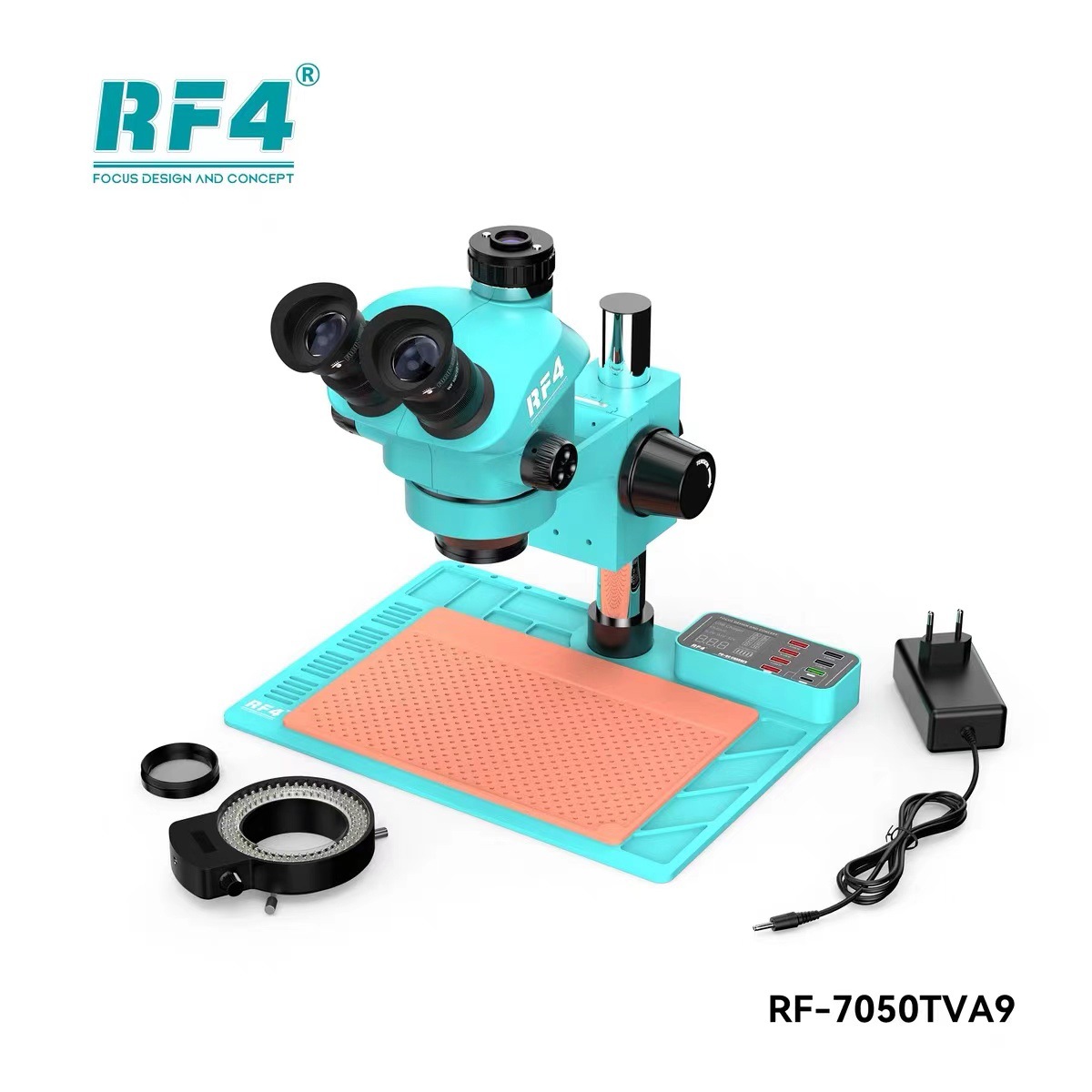 Microscopio RF4 binocular 3 ojos 7 - 65x HD oculares zoom continuo mantenimiento de teléfonos móviles placa base placa de circuito rf4