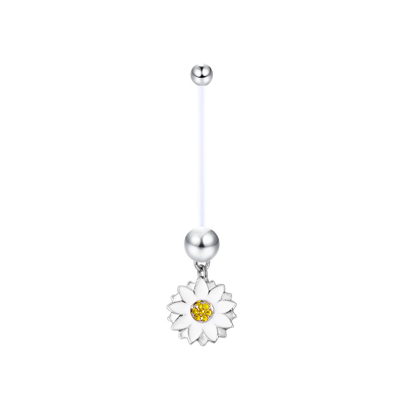 Piercing de nombril de grossesse avec sequins acryliques et tige uv_voghion.com