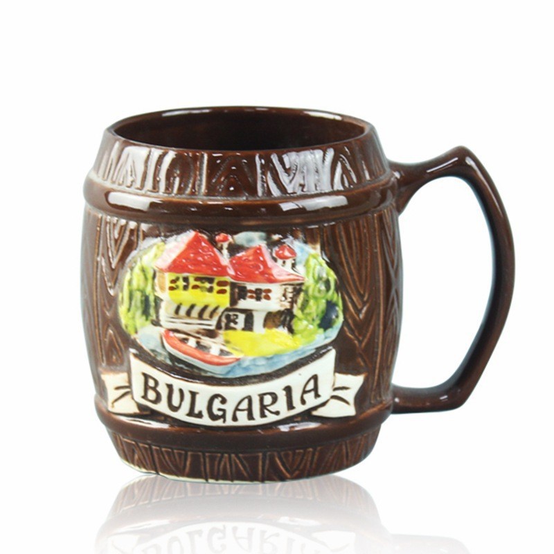 3D en relieve taza de barril de vino taza de agua taza de tambor taza de café taza de desayuno taza de barril taza de cerveza de gran capacidad