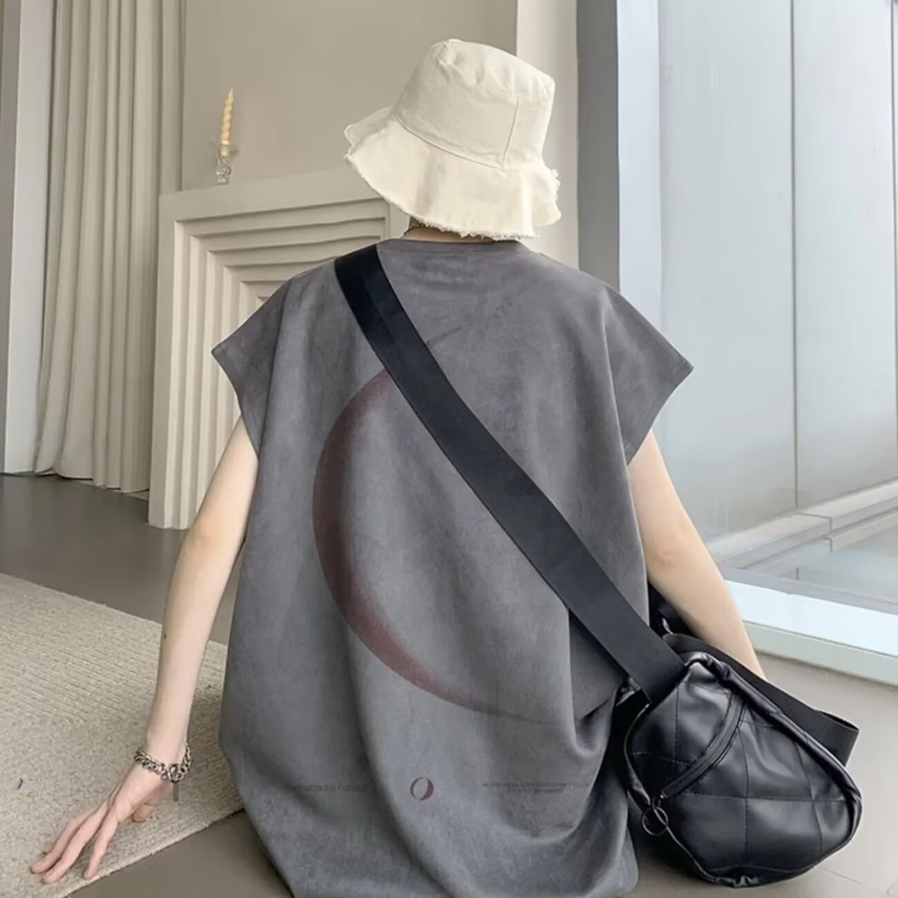 American suede printed vest men's sports loose sleeveless T-shirt summer ins fashion brand waistcoat all-matching top