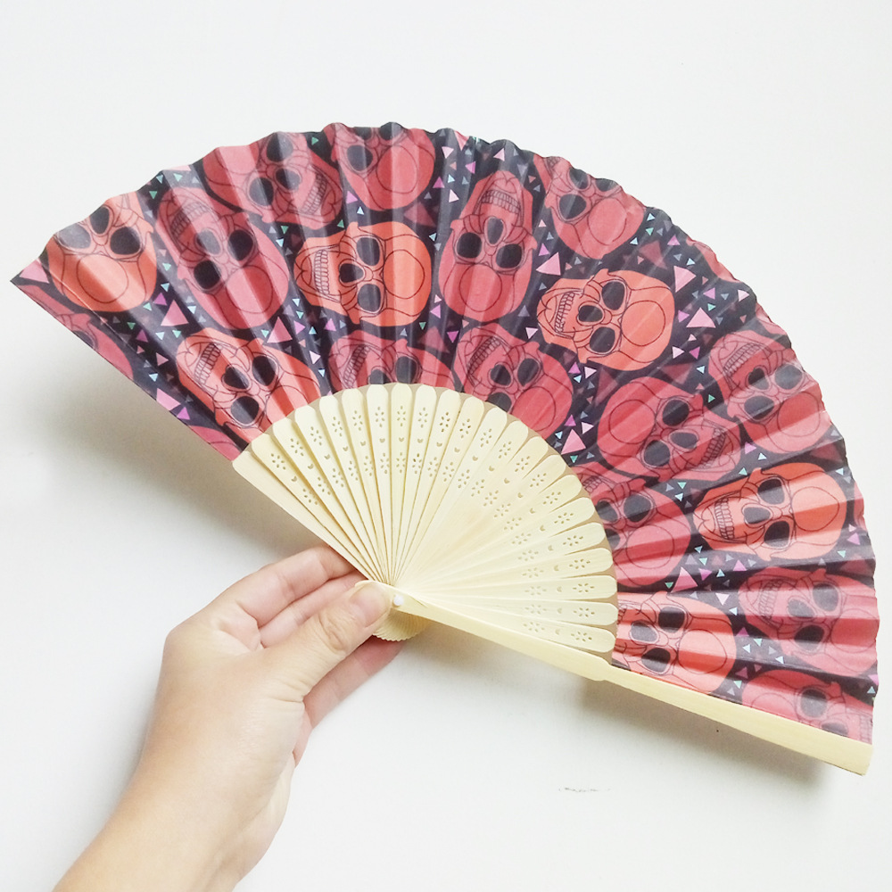 Decoración de Halloween Fan de papel calabaza elementos esqueleto Fan de papel Fantasma Halloween accesorios Fan para imprimir