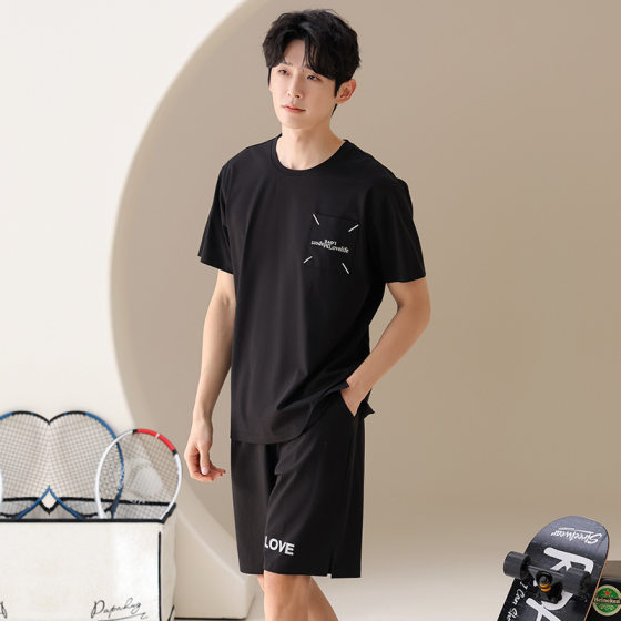 [Tencel Solona] Summer Men's Pajamas Short-sleeved Shorts Light Sports Can Wear Ice Silk Men's Home Clothes