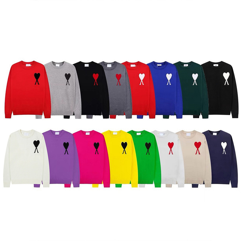 Autumn and Winter New High-Neck Heart Knitwear for Men and Women Stripesd Youth Peach Heart Am* Cross-Border Casual Pullover Knitwear