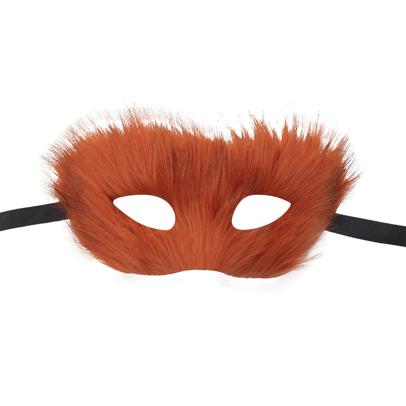 Oferta exclusiva de Amazon Venta caliente máscara de media cara de zorro de pelo largo fiesta de baile máscara de zorro de peluche sexy