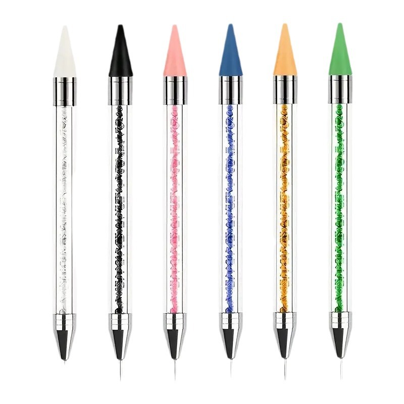 Nail nail drill PEN de doble cabeza de doble propósito pegajoso diamante crayón de uñas diamante joyería punto pluma descarga taladro pluma herramienta de uñas
