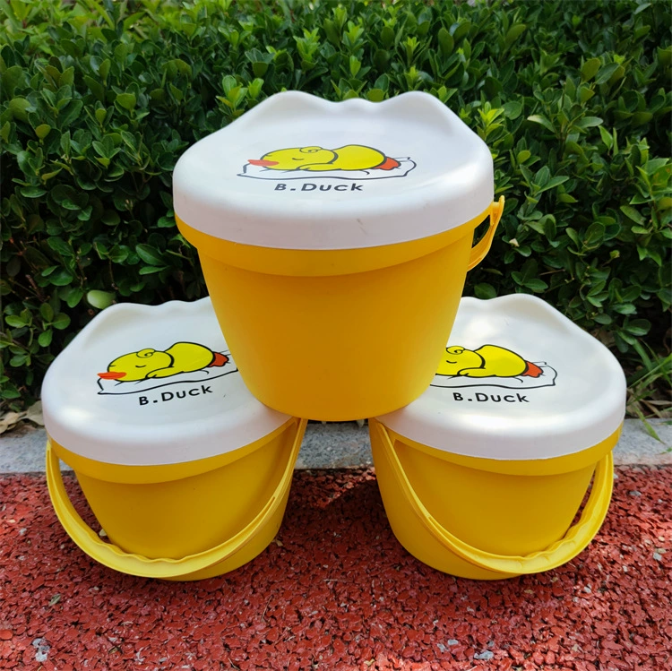 Пластиковый стул для хранения желтой утки Детский мультфильм Doodle Stool Toy Sundries Влажные салфетки Табурет для хранения с крышкой для сидения