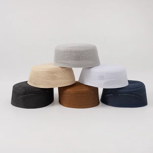 Cross-Border European and American Ethnic Hats, Summer Breathable White and Black Solid Color Men's Flat-Top Hats, Ethnic Style Simple Hats