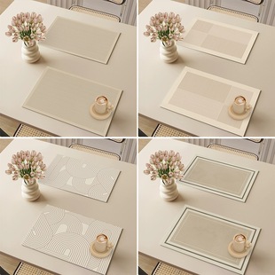 European Style Simple Place Mat Waterproof and Oil-proof Table Mat Leather Dining Table Heat Insulation Mat Hotel Plate Mat Light Luxury Style Western Style Place Mat