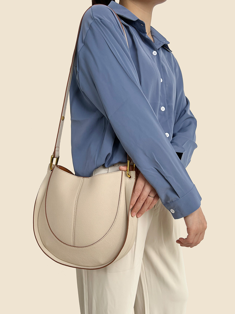 New Bag for Women's Soft Leather Niche Women's Bag, Trendy Saddle Bag, Large Capacity Single Shoulder Cross Body Bucket Bag_voghion.com