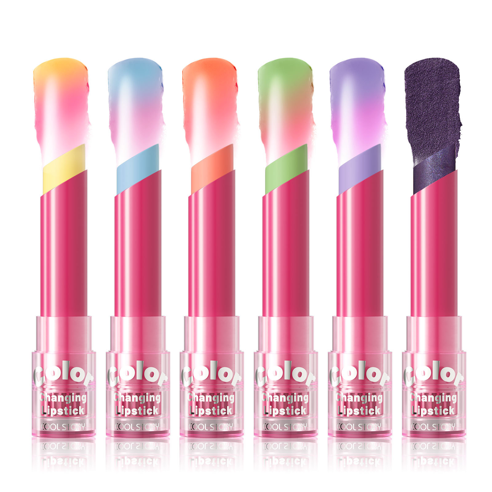 跨境有色唇膏保湿滋润温变口红渐变色欧美秋冬彩妆持久留色润唇膏