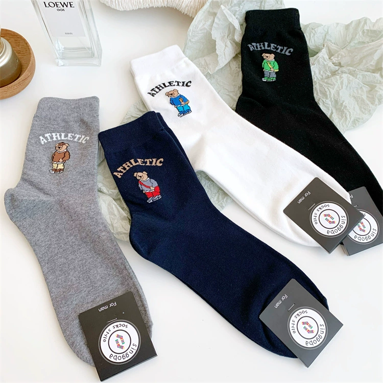 Мужские полупрезерв socks демисезонные носки, оптом, английские буквы, с милым медведем