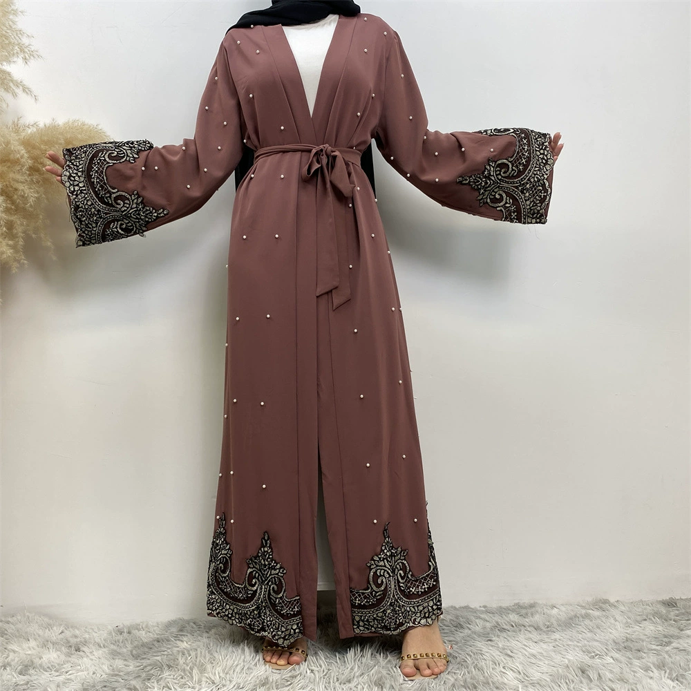 На Ebay продается популярное в регионе Ближний Восток женское длинное халат с вышивкой и жемчугом, с длинными рукавами, исламский стиль, арабский кардиган #1684
