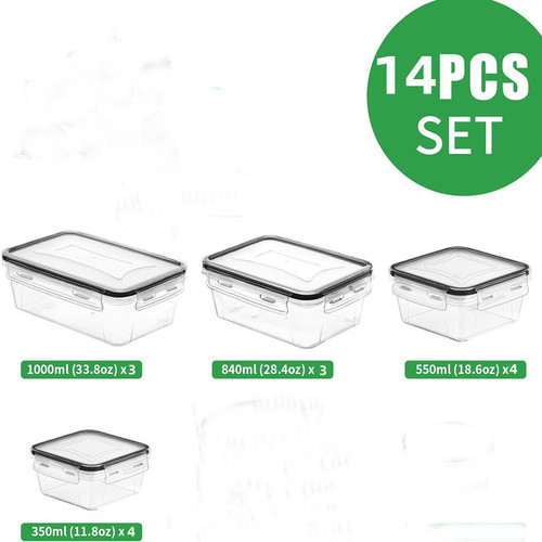 Lunchbox PP material 14-piece set food storage can plastic storage box for storing coarse grains and grains, household food storage seal