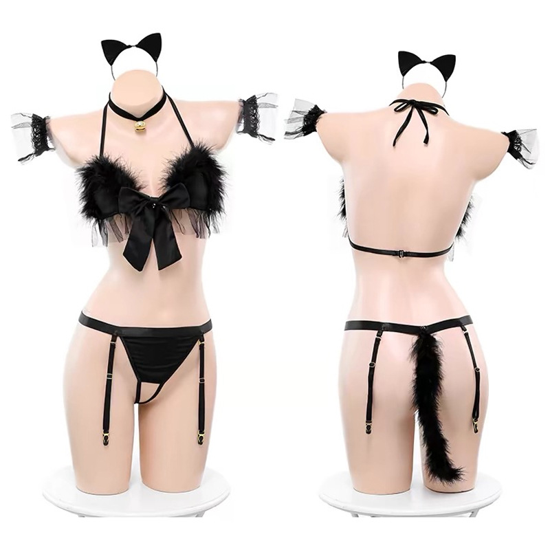 Sexy underwear with bow, uniform, set, plus size