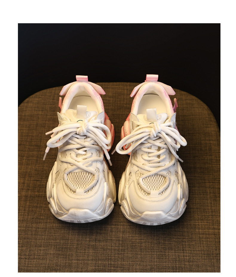 Giày sneaker nữ chunky đế dày phối màu thời trang, đế bánh xốp mềm thoải mái — màu hồng chi tiết 18