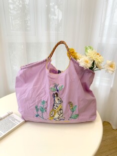 Nylon shoulder bag, one-shoulder bag, shopping bag, handheld waterproof bag, with embroidery