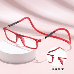 首をかけて磁気的に老眼鏡を吸う携帯超軽量防失神器ファッション老眼鏡老人単光眼鏡フレーム
