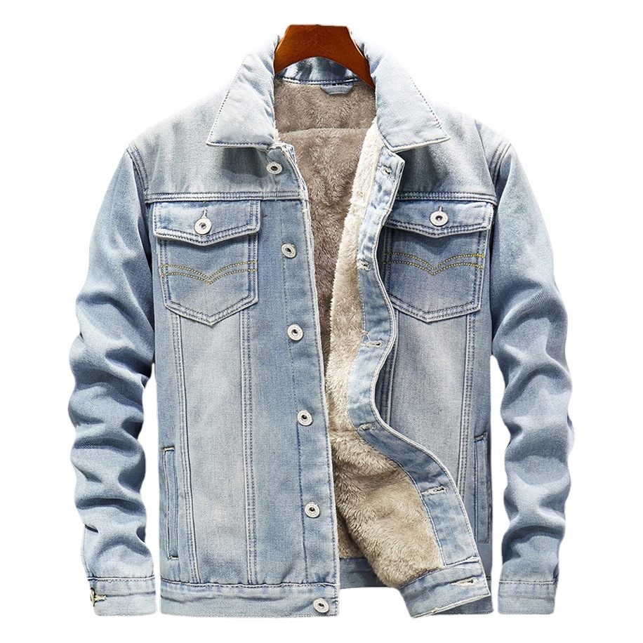 Chaqueta de mezclilla de invierno para hombre con forro polar Chaqueta de estilo coreano Chaqueta casual más tamaño Contacto para cambiar el precio y entregar