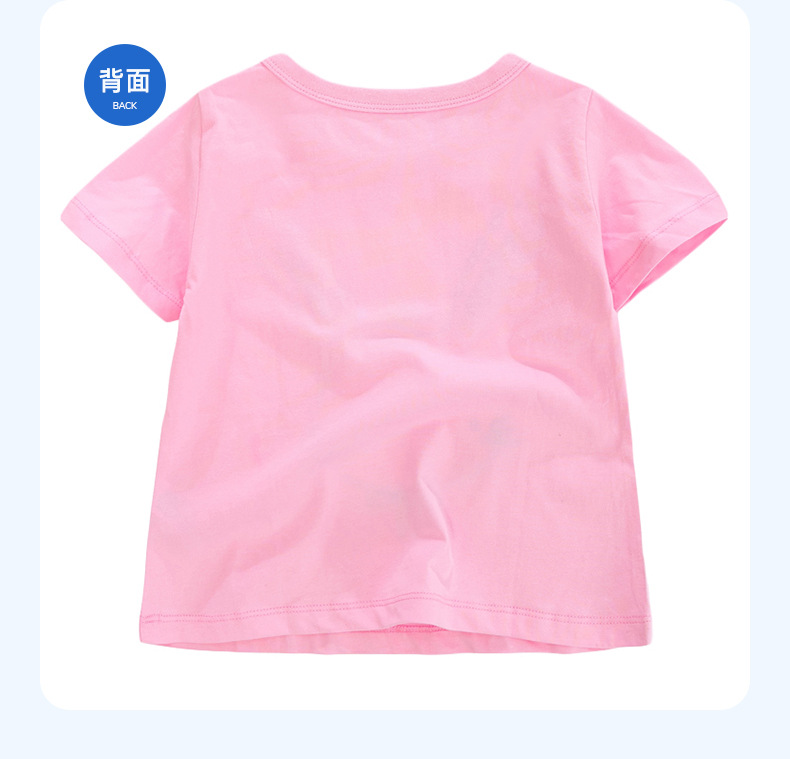 Girls T-shirt European And American Short-sleeved Children's T-shirt Knitted Cotton Children's T-shirt display picture 3