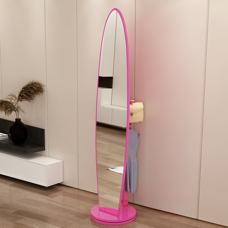 Espejo de cuerpo entero, espejo de piso para vestir, espejo de probador de dormitorio doméstico para niñas, espejo grande tridimensional móvil giratorio de viento