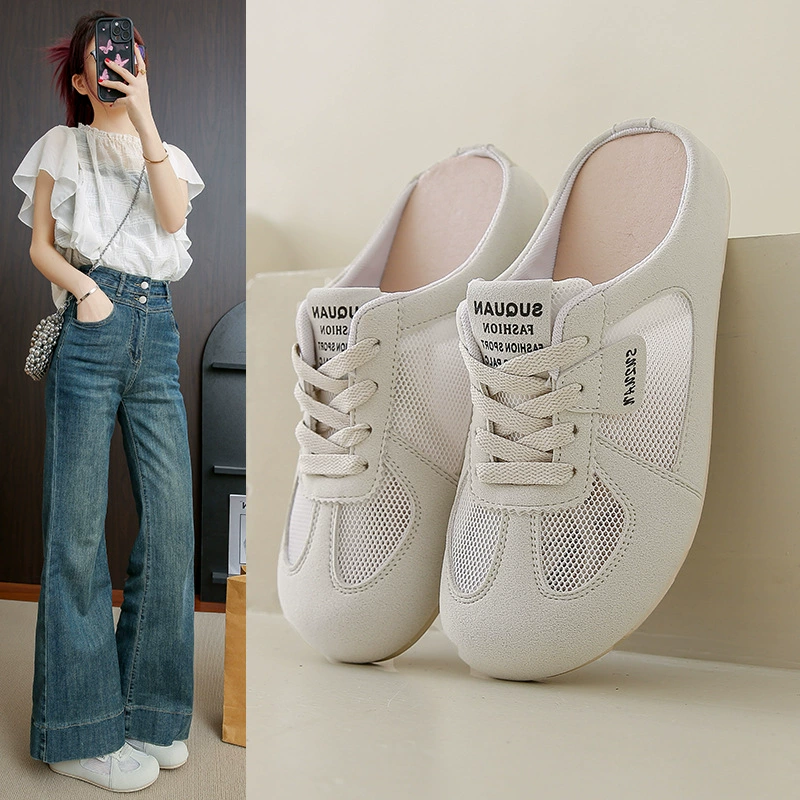 Корейская версия Обувь Argamble Тренированная Женская Весна 2025 Новый Баотоу Один педаль Маленькие белые туфли Ленивые полутапочки K3903
