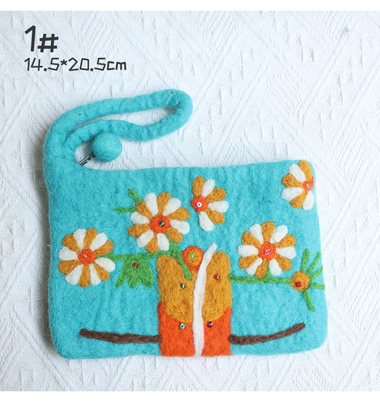 Unisex Flower Wool Felt Zipper Coin Purses display picture 4