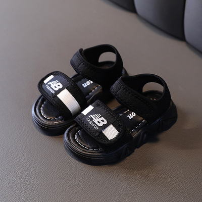 儿童凉鞋2021夏季新款男童沙滩鞋软底休闲凉鞋女童魔术贴布面凉鞋