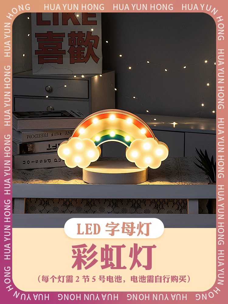 [。。室内字母数字灯led惊喜宝宝周岁生日快乐创意场景道具装饰布]