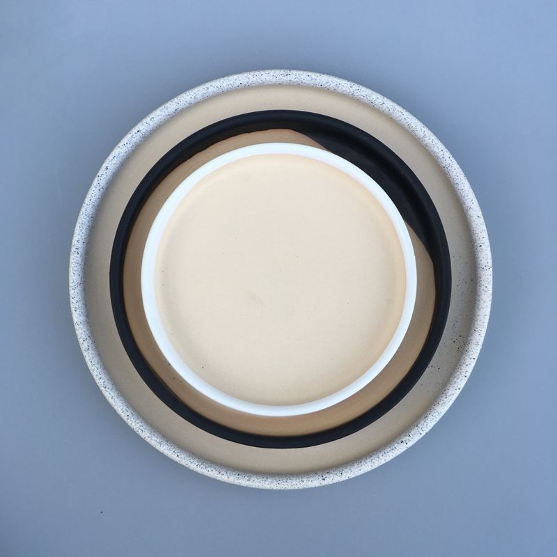 bandeja de base de maceta cerámica gran redonda blanco negro esmaltado bandeja de base de agua 2025 cerámica envío gratuito