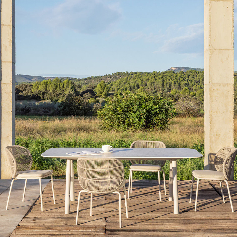 Villa nórdica de caña sofá combinación al aire libre balcón alojamiento de cuerda mesas y sillas muebles al aire libre ocio patio mesas y sillas