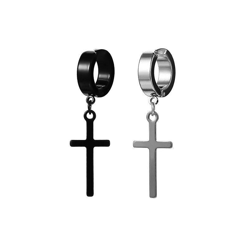 Cross Earrings Men's European and American Hip-Hop Puppies Handsome Niche Design Ear Clips Without Ear Holes Cold Wind Boys Earrings Cross Earrings Men's European and American Hip-Hop Puppies Handsome Niche Design Ear Clips Without Ear Holes Cold Wind Boys Earrings