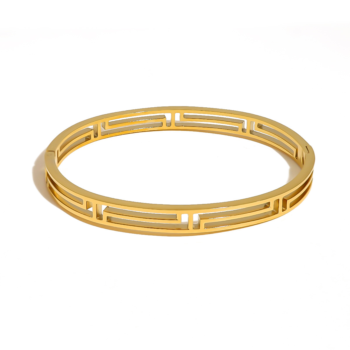 Estilo explosivo europeo y americano, estilo simple, hebilla hueca geométrica de acero inoxidable, pulsera personalizada, fábrica de pulido a mano, joyería al por mayor