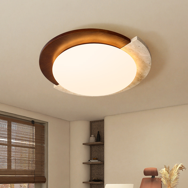 Huang Tao Stone Yao lámpara de techo silenciosa nuez habitación japonesa de color de madera sala de estudio lámpara de protección de ojos de nuez Qingyao