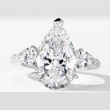 跨境欧美风925银镶7克拉水滴钻戒轻奢高端质感梨形冰花切锆石戒指