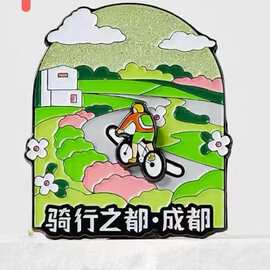 新款纪念爱心城市彩印建筑文字成都318川藏线骑行之都冰箱贴旅行