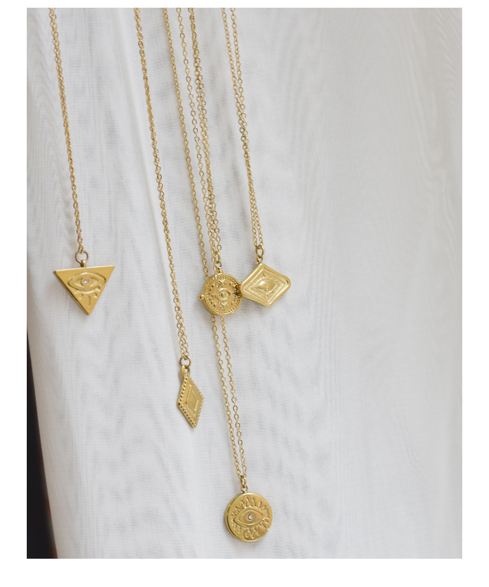 304 Stainless Steel Material Eye Pattern PVD Coated Real Gold Plated Eye 304 Stainless Steel French Style Waterproof Non Tarnish 304 Stainless Steel Necklace