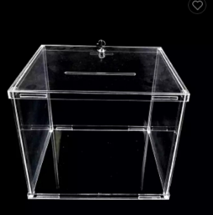 方形透明亚克力捐赠投票盒带锁婚宴婚礼生日卡盒亚克力慈善捐款盒