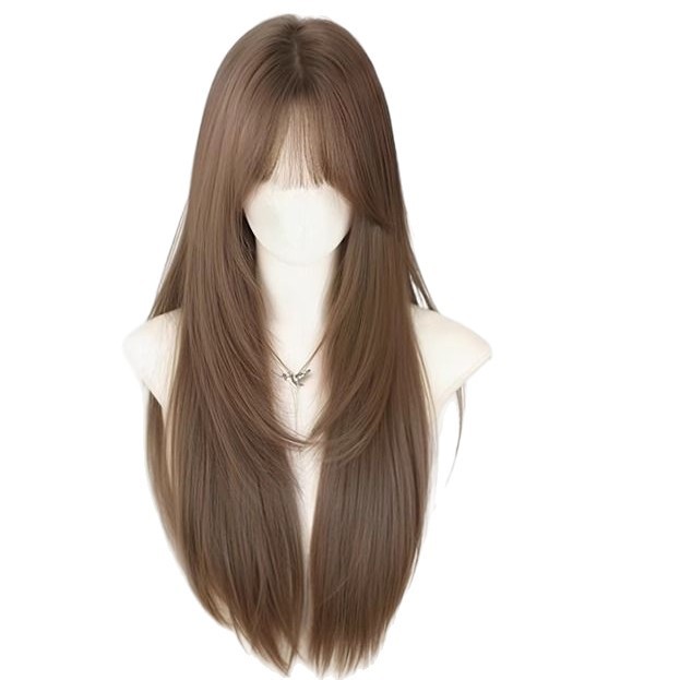 假发全头套女夏季潮流美式亚麻灰棕高层次修颜Lolita日常整顶假发|undefined